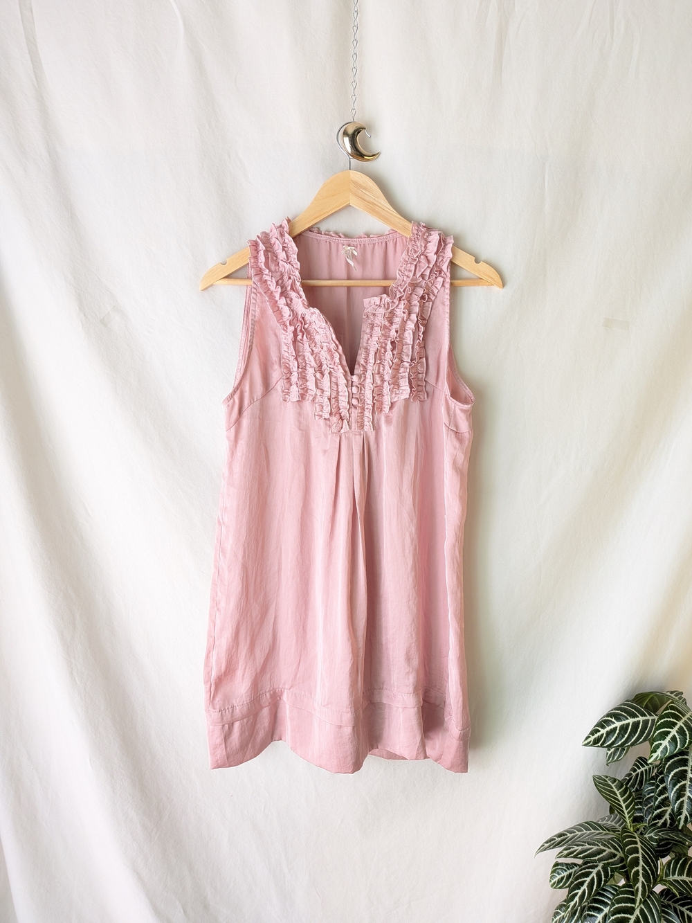 Lapis Sleeveless Ruffle V-Neck Mini Dress in Blush Pink